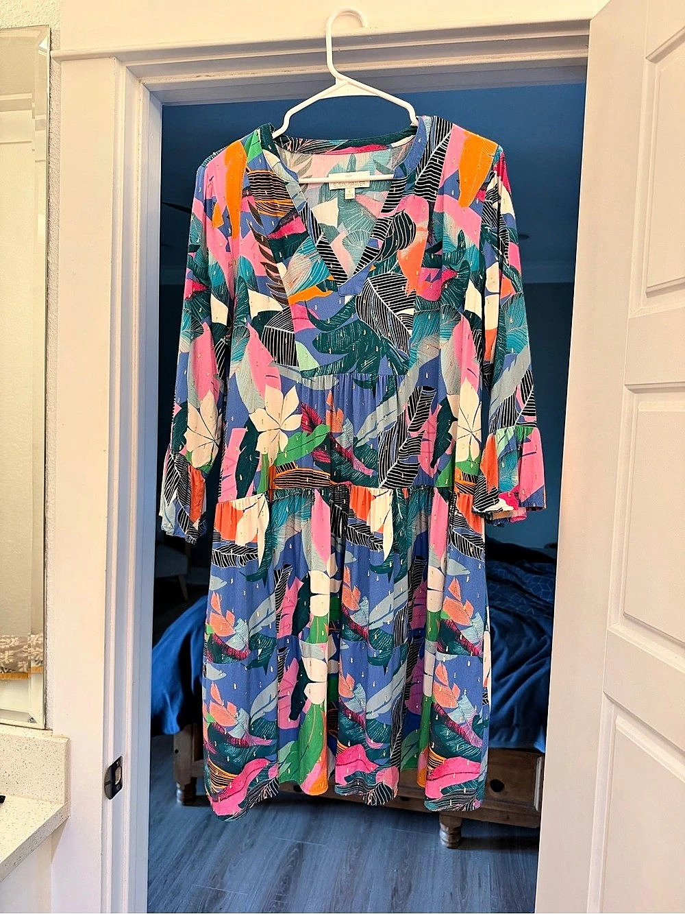 Susan Graver tropical Print Midi Dress